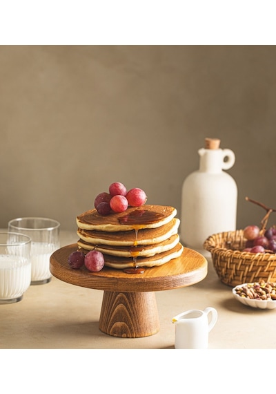 Justwood Mini 20 Cm Ahşap Ayaklı Yuvarlak Pasta Kurabiye Sunum Se