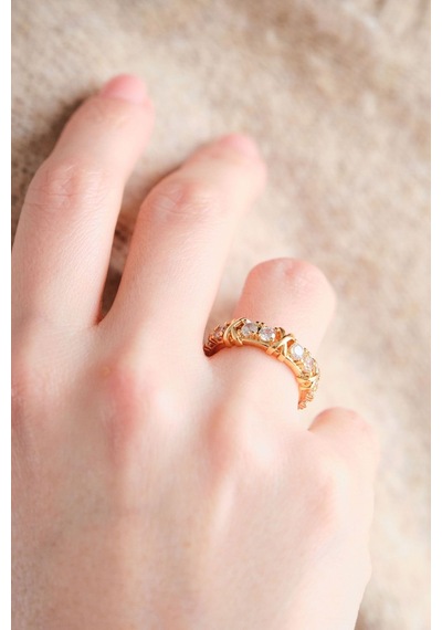 Aurrari Gold Tiffany Xox Zirkon Ayarlanabilir Yüzük