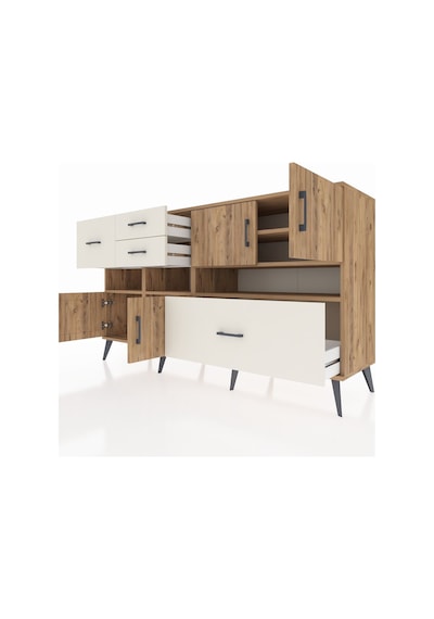 Kronos Konsol 5 Raflı 4 Çekmeceli 4 Kapaklı 176x59x99 Çam-çam/ayt Çam-çam/aytaşı