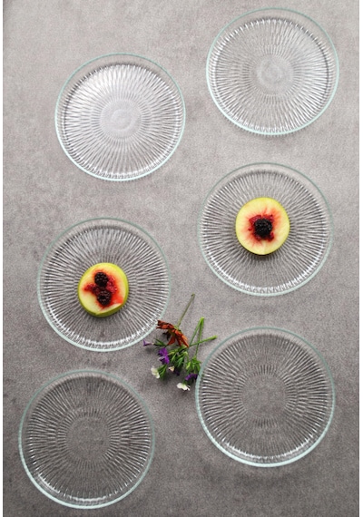 6 Adet Cam Mini Tatlı Pasta Tabağı 16 Cm Sunumluk Tabak