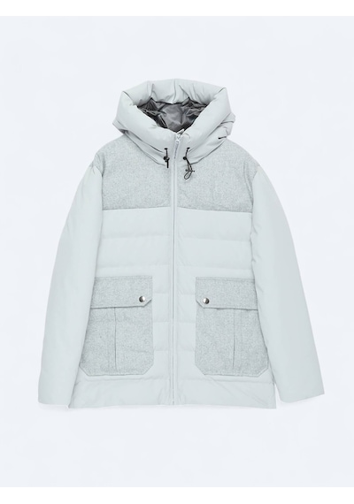 Kip Açık Gri Regular Fit Dik Yaka Casual Dokuma Mont Açık Gri