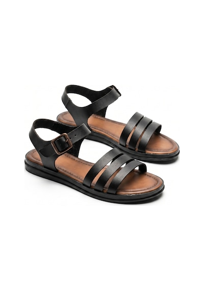 Giamgia Store Giamgia Siyah Kadın Düz Taban Bilekten Ayarlamalı Klasik Sandalet-2409