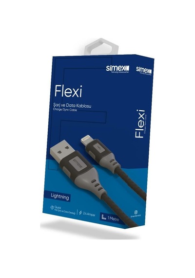 Simex SPK-09  Flexi Lightning Data Kablosu 1 M Siyah