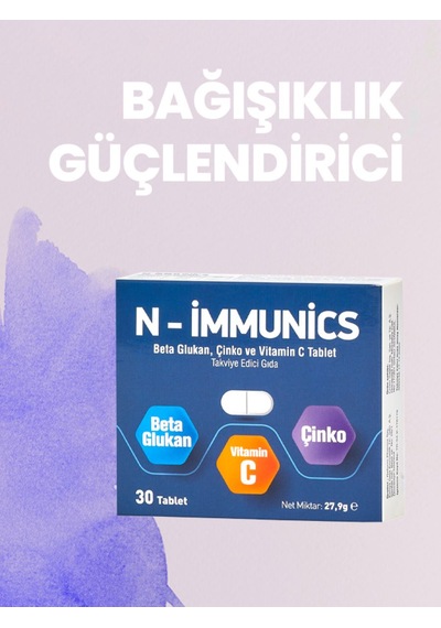 N-immunics Vitamin C Beta Glukan ve Çinko İçeren Takviye Edici Gıda 30 Tablet