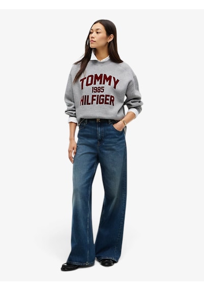 Tommy Hilfiger Varsıty Flock Rlxd Swt Kadın Gri Sweatshirt - Ww0ww51651