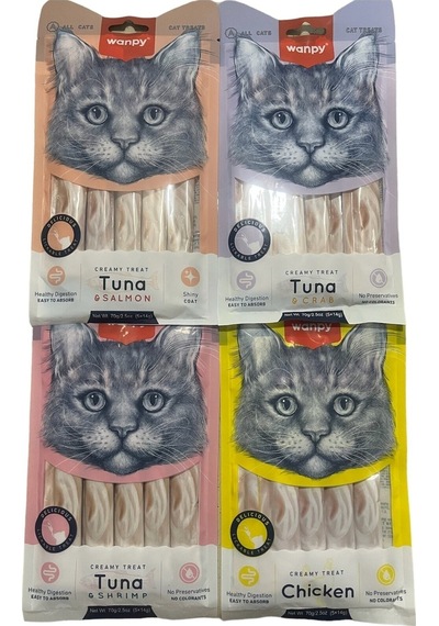 Creamy Treat Puding Kedi Ödül Maması Sıvı Kedi Ödülü Karışık 4paket