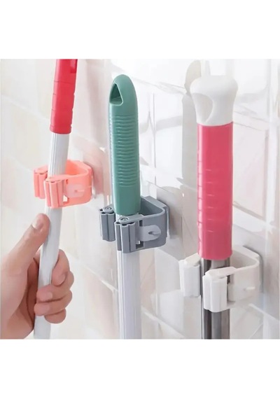 4 Adet Duvara Monte Paspas Ve Süpürge Askısı, Banyo İçin Matkapsız Plastik Paspas Düzenleyici Plasti Diğer