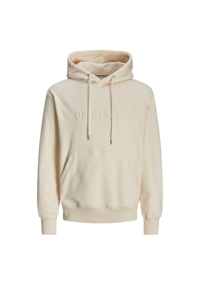 Jack & Jones Erkek Kapüsonlu Gögüs Logo Baskili Sweatshirt Beyaz