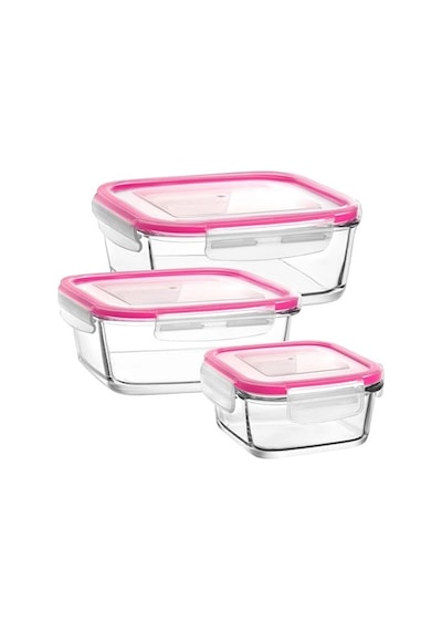Lav Fresco Cam Saklama Kabı Kilitli Kapak 3Lü Set Çok Renkli