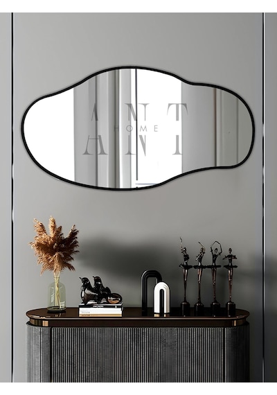 Asimetrik 75x40 Cm Konsol Aynası, Dresuar Aynası, Tuvalet Aynası, Holl Aynası, Banyo Aynası 75 X 40 Siyah