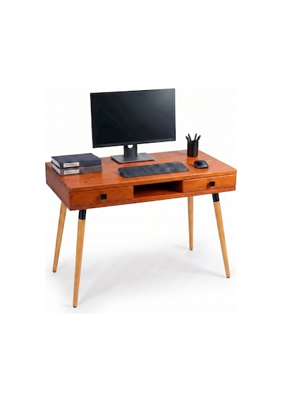 Mobenta Modest Desk: Masif Çalışma & Laptop Masası 2 Çekmece 1 Bölme - 120x60 Bk Bakır