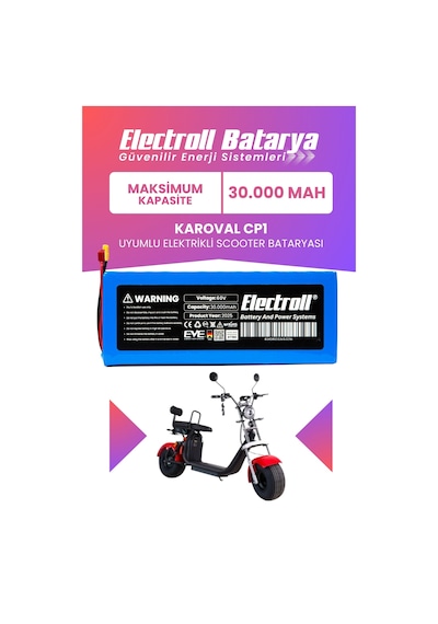 Karoval Cp1 Uyumlu Batarya Maksimum Kapasite 60v 30ah Elektrikli Scooter Bataryası Mavi
