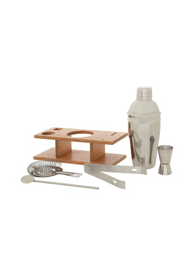 Mudo Home Natural Ahşap Standlı İçki Seti 6'lı