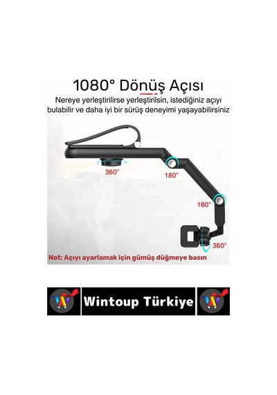 Kompakt Dayanıklı Dik Yatay Kullanım 1080 Derece Ayarlanabilir Çok Açılı Araç İçi Telefon Tutucu