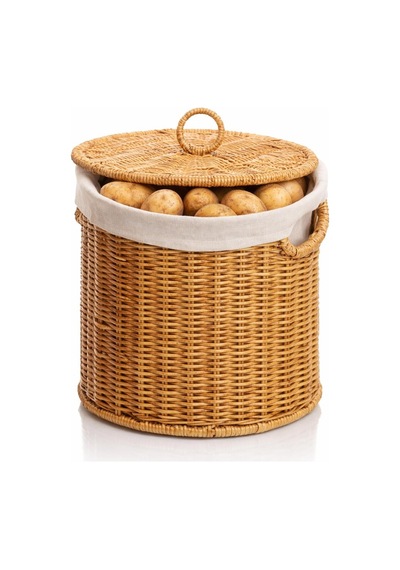 Mien Rattan Kapaklı Sepet Büyük Boy 25x25 Cm Ahşap