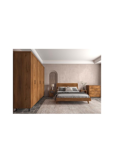 Softwood Masif Ahşap Yatak Odası Takımı 2 Kapaklı Ceviz 140x200