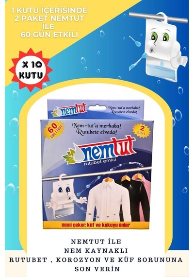 Rutubet Giderici Nem Toplayıcı Koku Küf Ve Korozyon Önleyici 10 Kutu 20 Paket 10 Kg