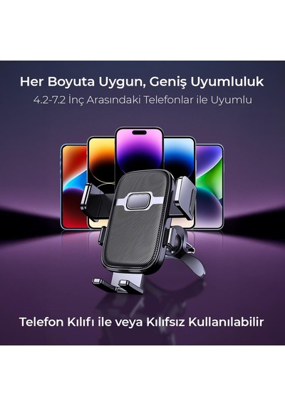 Kingma Metal Kancalı Havalandırma Destekli Araç İçi Telefon Tutucu 2 Mixed