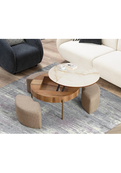 Most Rondo Akıllı Sehpa Mermer Görünümlü %100 Mdf Evinize Teslim