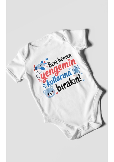 Morivokids Yengeye Özel Kısa Kollu Bebek Body %100 Pamuk Zbn150-kk Beyaz
