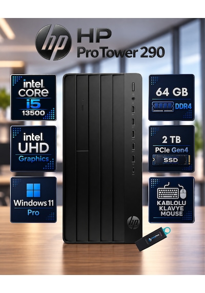 HP Pro Tower 290 G9 623Y0ETRNP38 i5-13500 64 GB 2 TB SSD W11P Masaüstü Bilgisayar