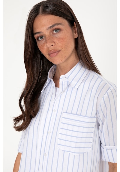 U.S. Polo Assn. Kadın Mavi Çizgili Uzun Kollu Tunik Gömlek 50306471-VR036 U.S. Polo Assn. Kadın Mavi Çizgili Uzun Kollu Tunik Gömlek 50306471-VR036