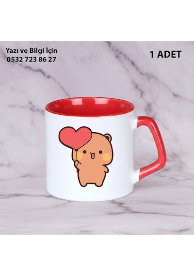 Bubu Dudu Tasarımlı Teklisevgililer Ve Eşlere İsim,yazı Yazılabilir Renkli Kupa Bardak1.kalitebaskı Kısakırmızı