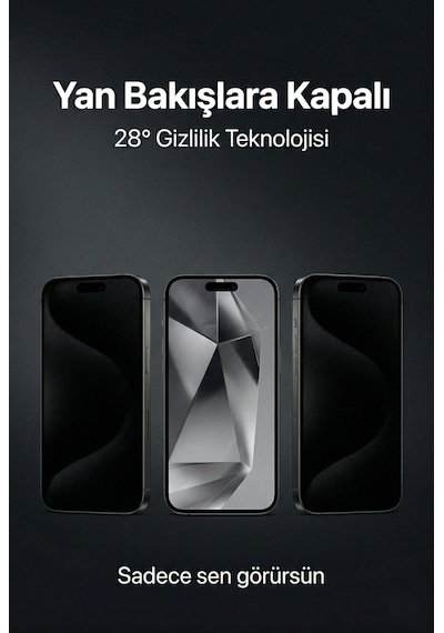 Shadow X Privacy Glass 28 Gizlilikli Temperli Ekran Koruyucu 9h Sertlik Af Kaplama Hd Netlik 360 Esnek Tasarım - Apple Uyumlu iPhone 16 Pro Max