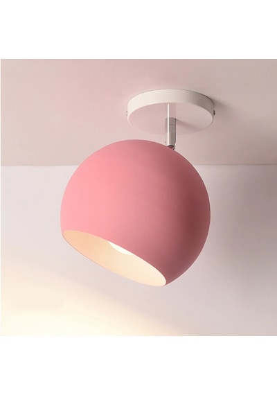 Riolight Modern Pembe Cafe,çocuk,genç Odası İçin Mafsallı Hareketli Başlık 1xe27 Metal Glop Avize Pembe