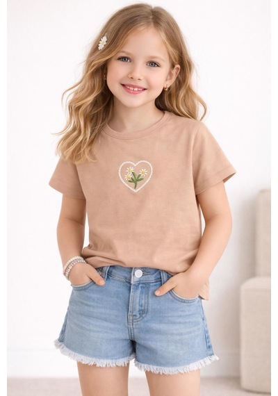 Yale Kids 3-8 Yaş Kız Çocuk Tişört Yavruağzı