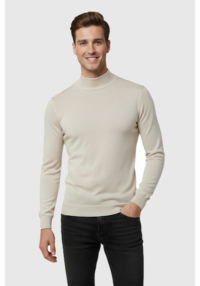 Rizzup Bej Slim Fit Yarım Balıkçı Yaka Likralı İnce Triko Erkek Yarım Boğazlı Kazak 2505502