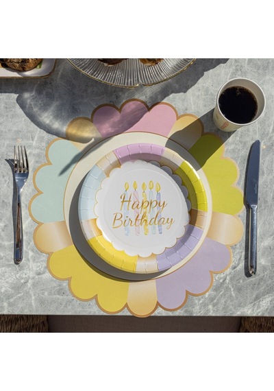 Birthday Kağıt Tabak 26 Cm 12'li Paket Beyaz