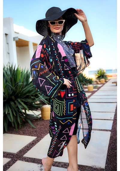 Remsa Canan Şifon Kimono Pareo Rms-rp025-26 Siyah