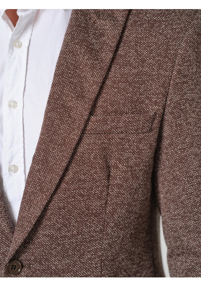 Bonesti Erkek Slim Fit Blazer Ceket Kahverengi Beyaz