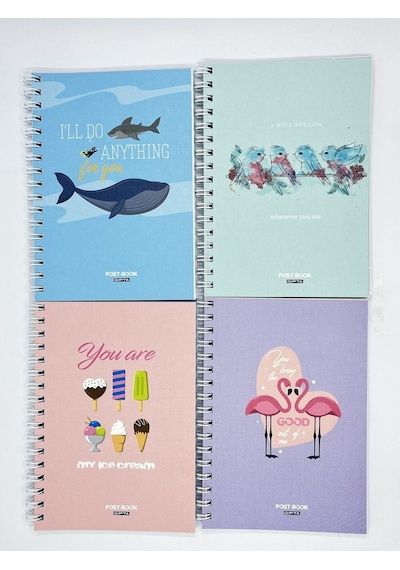Post-book A6 Karton Kapak Spiralli Not Defter, 7 Farklı Desen 1 Adet Karışık