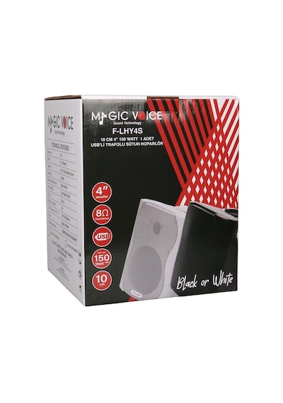 Magicvoice F-lhy4s 4" 10 Cm Hat Trafolu Duvar Tipi Sütun Hoparlör 10w Rms / 150w Peak - Mp3 Usb Uyumlu - Siyah