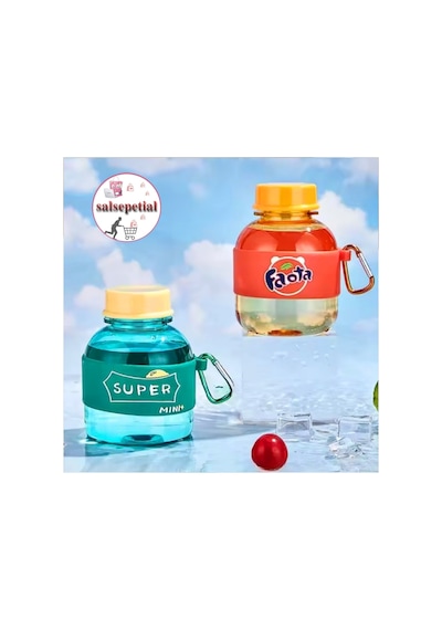 Mini Renkli Su Şişesi 350ml Figürlü Renkli Mini Suluk Matara 350ml Turkuaz