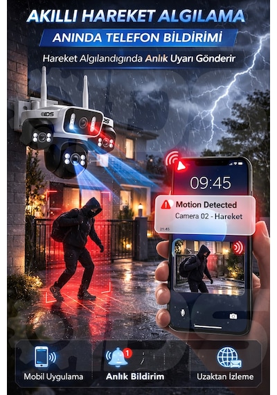 4 Kamera 20mp Güneş Enerjili 4g Güvenlik Kamerası Startlight Üstün Gece Görüşlü 128gb Sd Kart