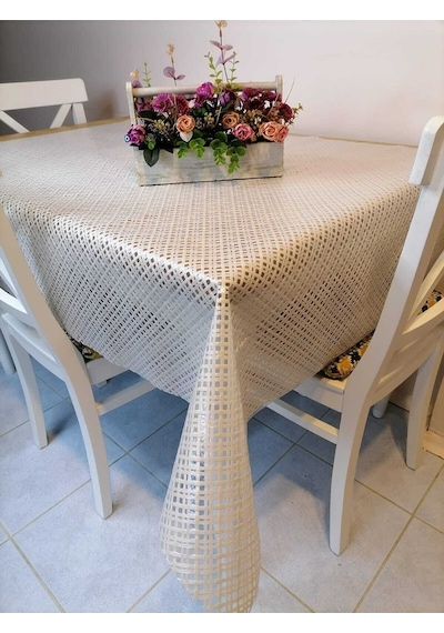 Ithal Pvc Muşamba - Desenli Silinebilir Masa Örtüsü Dgr 23 Krem
