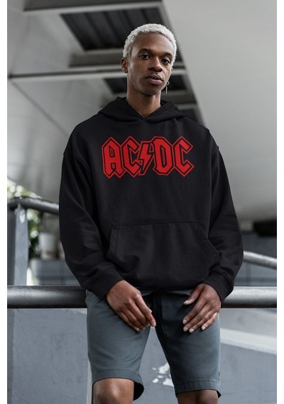 Sevbano Ac Dc Back In Black Müzik Grubu Baskılı Unisex Oversize Tasarım H Siyah