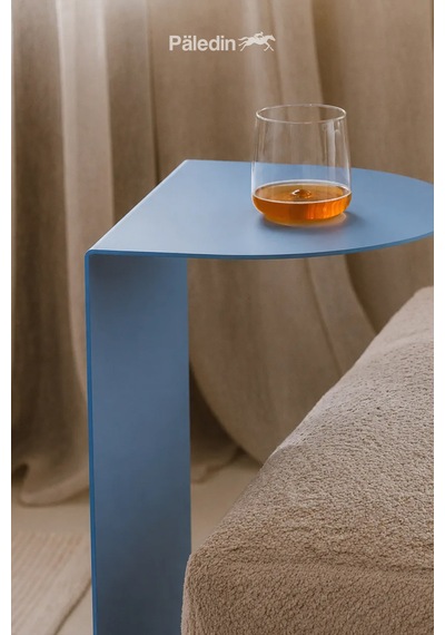 Paledin Design Corvus C Form Çelik Yan Sehpa Modern Koltuk Yanı Sehpası Turuncu 37x30x60 Cm Mavi