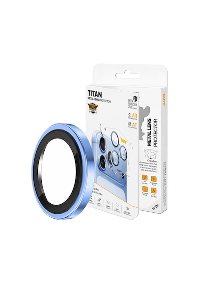 Buff İphone 18 Pro / 18 Pro Max Titan Metal Kamera Lens Koruyucu Blue Mavi