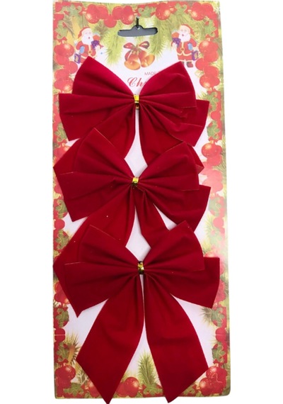Yılbaşı Kurdele Fiyonk 11 14cm 3'lü Kırmızı