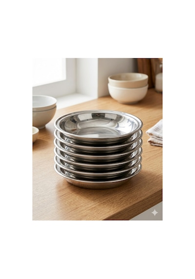 Paslanmaz Çelik Paça Yemek Tabağı No:1 - 15,7 Cm Meze Ve Çorba Tabağı - 6 Adet No1 15,7
