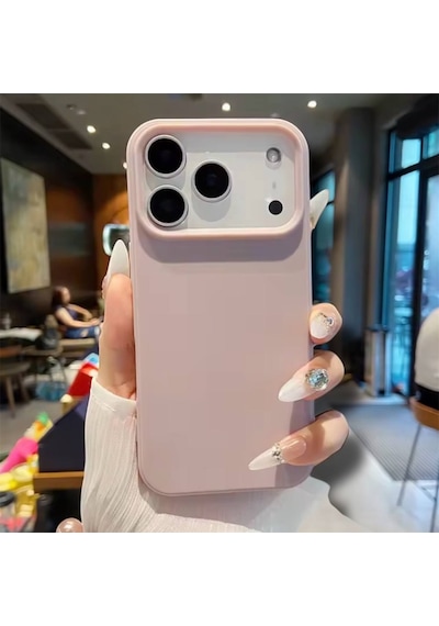 Apple Uyumlu iPhone 17 Pro Kılıf Kamera Çıkıntılı Yumuşak Silikon İçi Kadife Lansman Kapak . Pudra