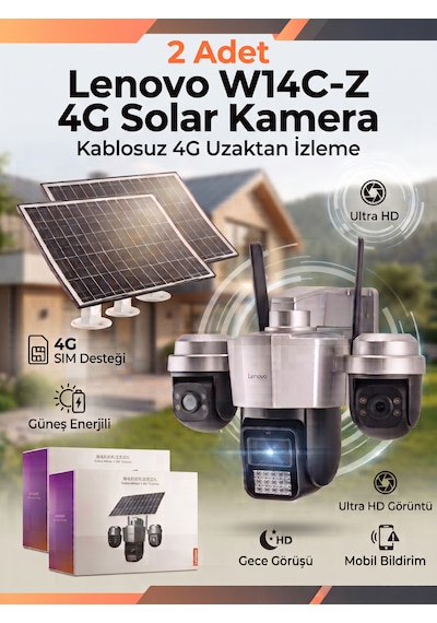 Lenovo W14c-z 3 Lens 4g Solar Güvenlik Kamerası Ikili Set 2 Kamera Lenovo W14c-z 3 Lens 4g Solar Güvenlik Kamerası Ikili Set 2 Kamera