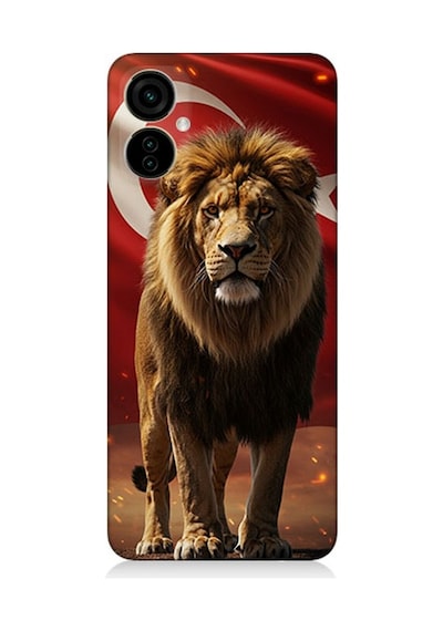 Tecno Spark 9 Pro Uyumlu Al Bayrak Ve Aslan Desenli Silikon Kılıf Çok Renkli