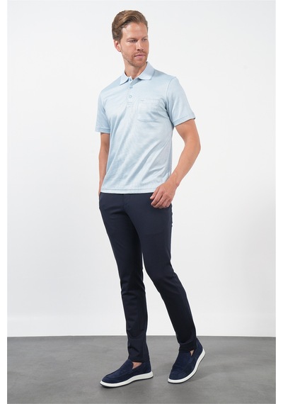 Mavi-beyaz Kendinden Desenli Polo Yaka Kısa Kol Cepli Comfort Fit Pamuklu Tişört 1011260152 Mavi - Beyaz Mavi-beyaz Kendinden Desenli Polo Yaka Kısa Kol Cepli Comfort Fit Pamuklu Tişört 1011260152 Mavi - Beyaz