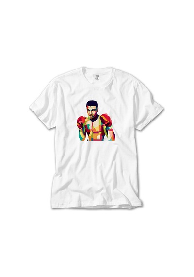 Muhammad Ali Mozaik Beyaz Tişört Beyaz