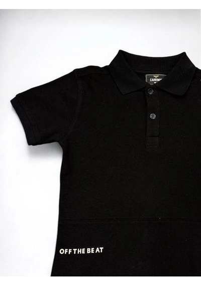 Carinos Erkek Çocuk Basic Yaka Detaylı T-shirt-14557 SIYAH